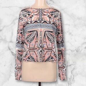 Abercrombie & Fitch Women’s Cream Multicolored Embroidered Sheer Long Sleeve M